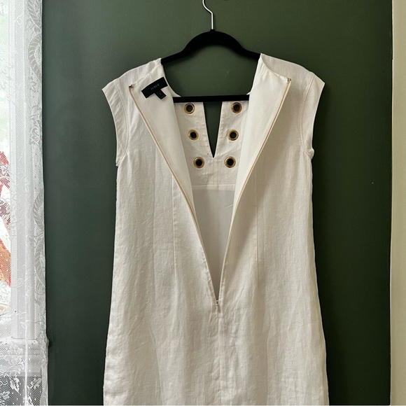 J.Crew White 100% Linen Grommet Shift Dress – Size 2 - Picture 6 of 8